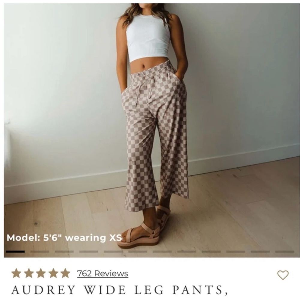Albion Fit Audrey Checkered Wide Leg Pants